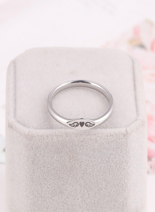 TACBSP For Memorial,Angel Wing Heart Ring,Stainless Steel Tiny Heart With Wings Ring,Missing You Forever Ring,Angel Wings Ring,Sympathy Memorial Jewelry for Loss of Loved One (sliver, 9) - Image 5